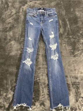 Hollister Blue Distressed Flare Jeans